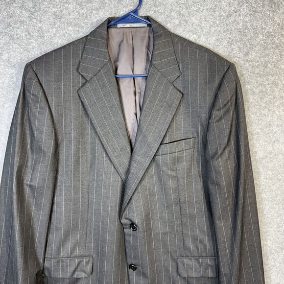 Loro Piana Hickey Freeman Mens Suit Coat Gray Pin Stripe Size 42R - Picture 6 of 14